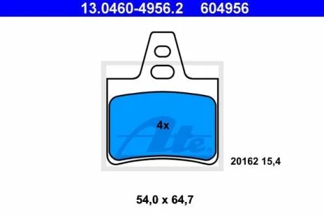 Тормозные колодки дисковые, комплект ATE 13.0460-4956.2