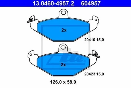 Тормозные колодки дисковые, комплект ATE 13.0460-4957.2
