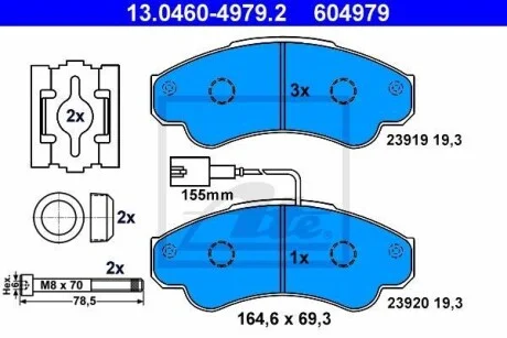 Тормозные колодки дисковые, комплект ATE 13.0460-4979.2