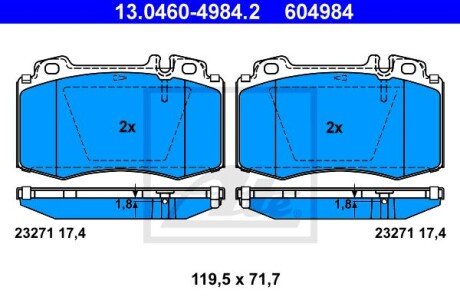 Гальмівні колодки, дискові ATE 13.0460-4984.2