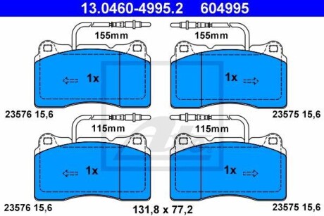 Тормозные колодки дисковые, комплект ATE 13.0460-4995.2