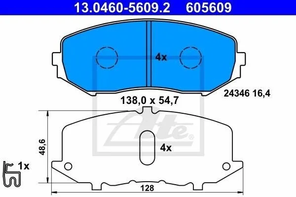 Гальмівні колодки, дискові ATE 13.0460-5609.2 (фото 1)