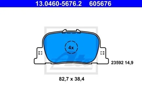 Тормозные колодки дисковые, комплект ATE 13.0460-5676.2