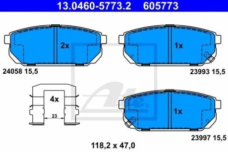 Тормозные колодки дисковые, комплект ATE 13.0460-5773.2