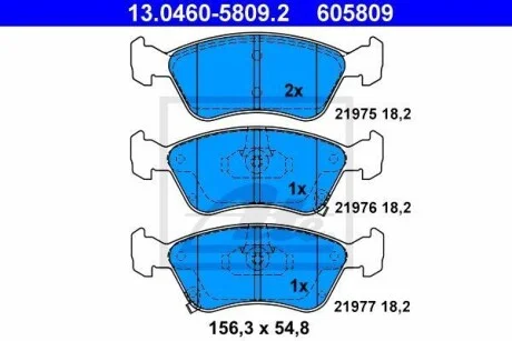 Тормозные колодки дисковые, комплект ATE 13.0460-5809.2