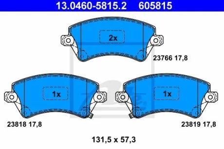 Тормозные колодки дисковые, комплект ATE 13.0460-5815.2