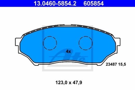 Тормозные колодки дисковые, комплект ATE 13.0460-5854.2