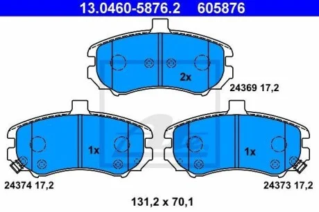 Тормозные колодки дисковые, комплект ATE 13.0460-5876.2