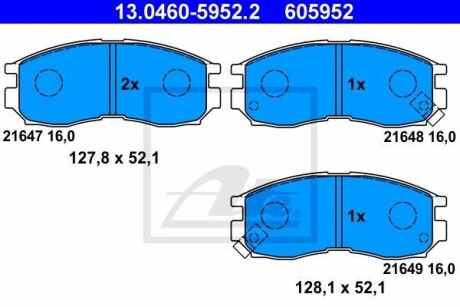 Тормозные колодки дисковые, комплект ATE 13.0460-5952.2