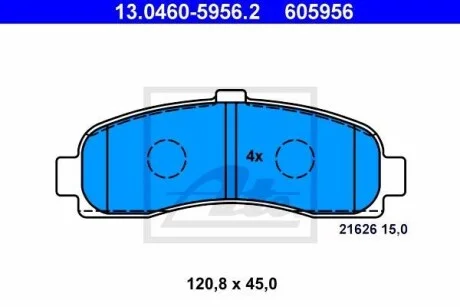 Тормозные колодки дисковые, комплект ATE 13.0460-5956.2