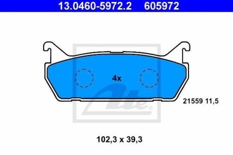 Тормозные колодки дисковые, комплект ATE 13.0460-5972.2