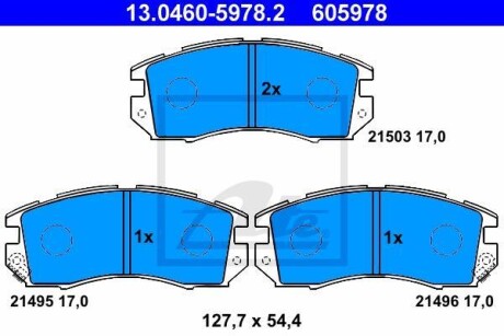 Тормозные колодки дисковые, комплект ATE 13.0460-5978.2