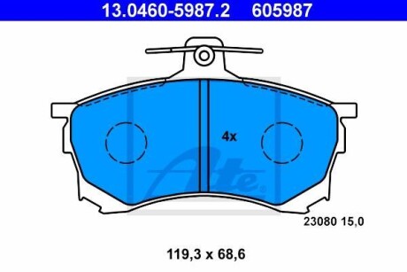 Тормозные колодки дисковые, комплект ATE 13.0460-5987.2