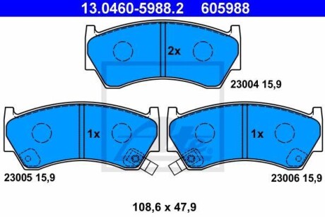 Тормозные колодки дисковые, комплект ATE 13.0460-5988.2