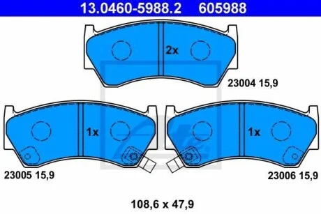 Тормозные колодки дисковые, комплект ATE 13.0460-5988.2