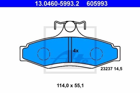 Тормозные колодки дисковые, комплект ATE 13.0460-5993.2