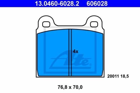 Тормозные колодки дисковые, комплект ATE 13.0460-6028.2