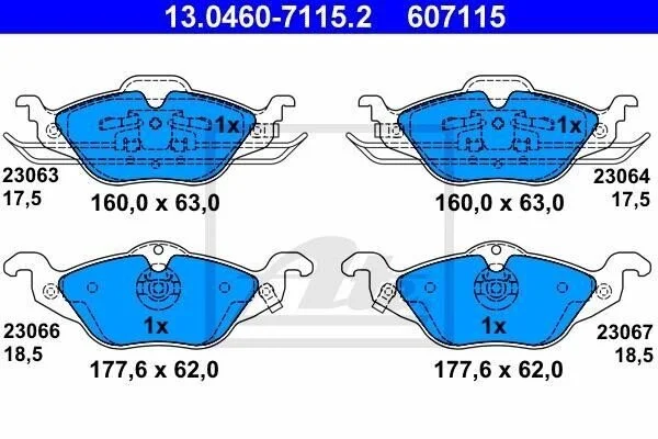 Гальмівні колодки, дискові ATE 13.0460-7115.2 (фото 1)