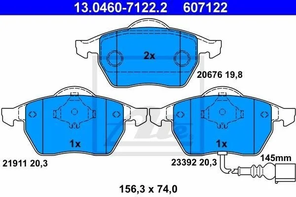 Гальмівні колодки, дискові ATE 13.0460-7122.2 (фото 1)