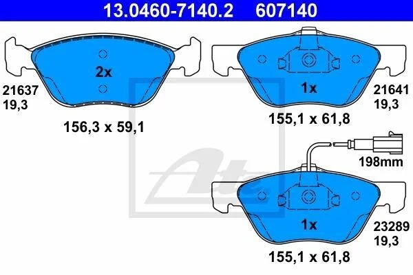 Тормозные колодки дисковые, комплект ATE 13.0460-7140.2 (фото 1)