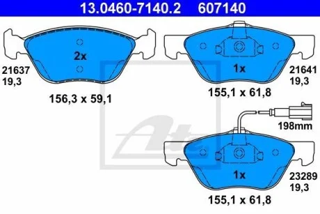 Тормозные колодки дисковые, комплект ATE 13.0460-7140.2