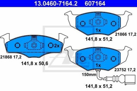 Гальмівні колодки, дискові ATE 13.0460-7164.2