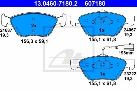 Тормозные колодки дисковые, комплект ATE 13.0460-7180.2