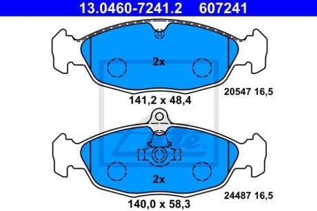 Тормозные колодки дисковые, комплект ATE 13.0460-7241.2
