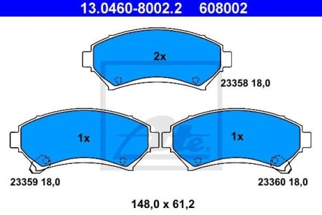 Тормозные колодки дисковые, комплект ATE 13.0460-8002.2