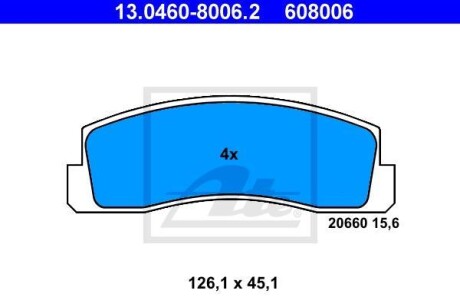 Тормозные колодки дисковые, комплект ATE 13.0460-8006.2