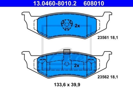 Тормозные колодки дисковые, комплект ATE 13.0460-8010.2