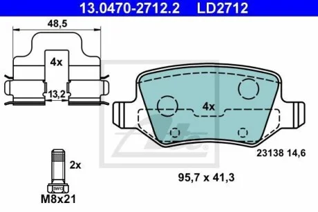 Тормозные колодки дисковые CERAMIC, комплект ATE 13.0470-2712.2