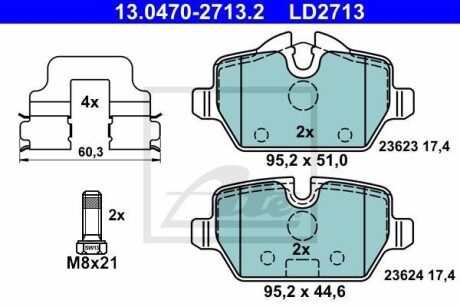 Тормозные колодки дисковые CERAMIC, комплект ATE 13.0470-2713.2