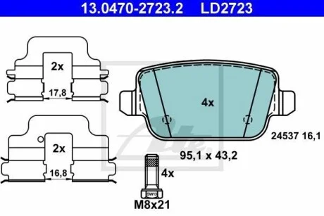 Тормозные колодки дисковые CERAMIC, комплект ATE 13.0470-2723.2