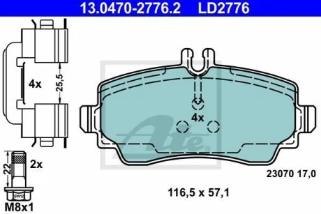 Тормозные колодки дисковые CERAMIC, комплект ATE 13.0470-2776.2