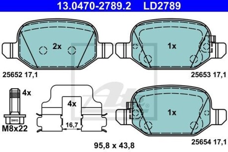 Тормозные колодки дисковые CERAMIC, комплект ATE 13.0470-2789.2