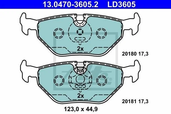 Тормозные колодки дисковые CERAMIC, комплект ATE 13.0470-3605.2 (фото 1)