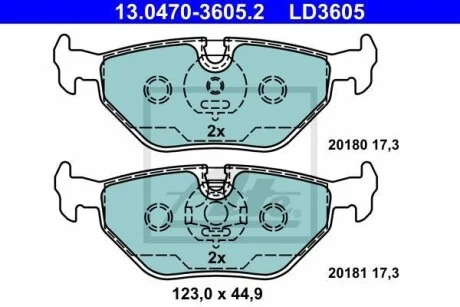 Тормозные колодки дисковые CERAMIC, комплект ATE 13.0470-3605.2