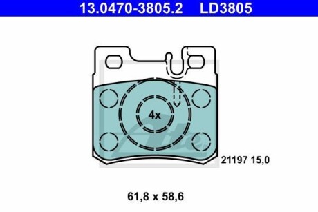 Тормозные колодки дисковые CERAMIC, комплект ATE 13.0470-3805.2