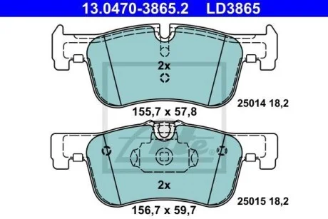 Тормозные колодки дисковые CERAMIC, комплект ATE 13.0470-3865.2