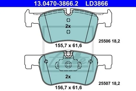 Тормозные колодки дисковые CERAMIC, комплект ATE 13.0470-3866.2