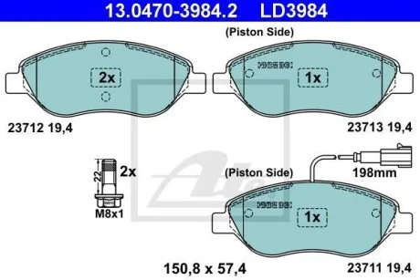 Тормозные колодки дисковые CERAMIC, комплект ATE 13.0470-3984.2