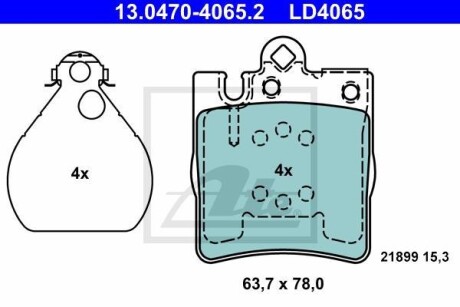 Тормозные колодки дисковые CERAMIC, комплект ATE 13.0470-4065.2