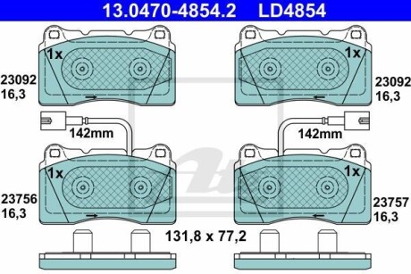 Тормозные колодки дисковые CERAMIC, комплект ATE 13.0470-4854.2