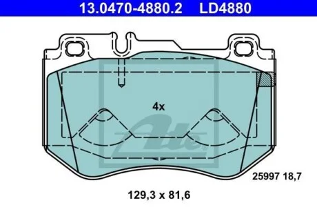 Тормозные колодки дисковые CERAMIC, комплект ATE 13.0470-4880.2
