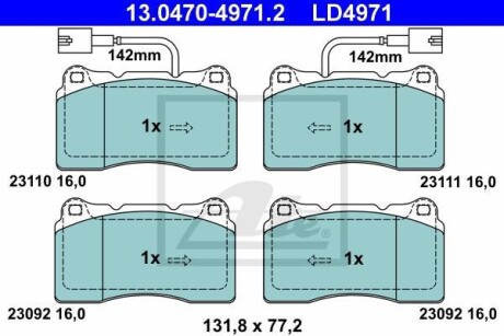 Тормозные колодки дисковые CERAMIC, комплект ATE 13.0470-4971.2