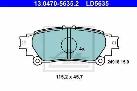 Тормозные колодки дисковые CERAMIC, комплект ATE 13.0470-5635.2