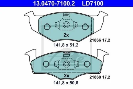Тормозные колодки дисковые CERAMIC, комплект ATE 13.0470-7100.2