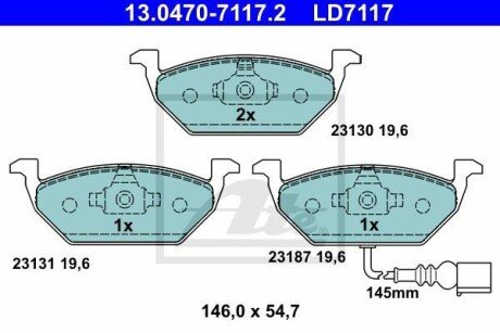 Гальмівні колодки, дискові ATE 13.0470-7117.2