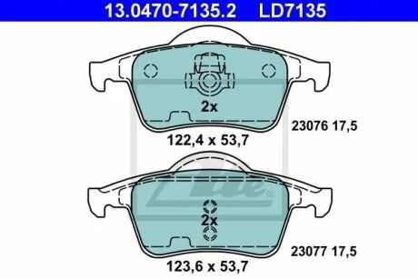 Тормозные колодки дисковые CERAMIC, комплект ATE 13.0470-7135.2